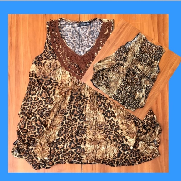 🐅JERA Leopard Animal Print Sleeveless Blouse - M - Picture 1 of 3